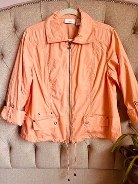 🍊 Chico’s tangerine cotton windbreaker size 2